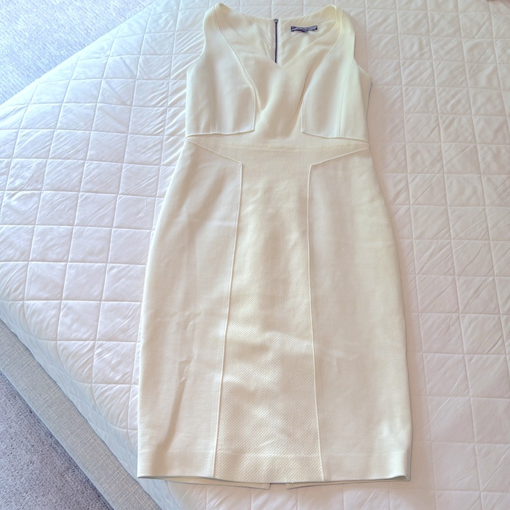 White sleeveless work dress